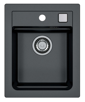 ATROX 10 kol. 91 BLACK Granital sink (400 x 500) 1 compartment. with POP-UP 3 1/2 siphon"