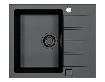 CADIT 10 BLACK EDITION kol.  91 BLACK (590x500) Granital 1 compartment sink. with POP-UP 3 1/2" siphon - SIPHON BLACK