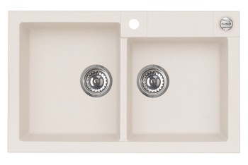 ROCK 90 kol. 11 white (78x48) Granital 2kom sink. with POP-UP siphon