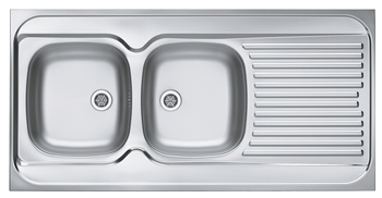 CLASSIC 100 L SAT 120x60 2K overlay sink with drainer + stopper drain with siphon