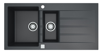 CADIT 80 kol.  91 BLACK (1000x500) Granital 1.5 compartment sink. with POP-UP 3 1/2 siphon"