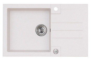 ROCK 130 kol. 11 white (78x48) Granital 1 compartment sink. with POP-UP siphon