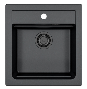ATROX 20 BLACK EDITION kol. 91 BLACK Granital 1 compartment sink. with manual siphon 3 1/2" - SIPHON BLACK