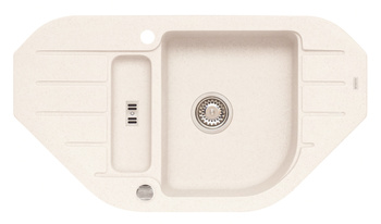 NIAGARA 60 kol. 11 white (90x50) Granital corner sink 1.5kom. with POP-UP siphon