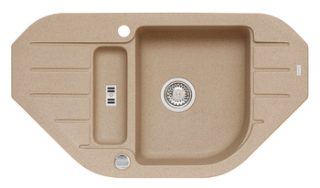 vNIAGARA 60 kol. 55 beige (90x50) Granital corner sink 1.5kom. with POP-UP siphon