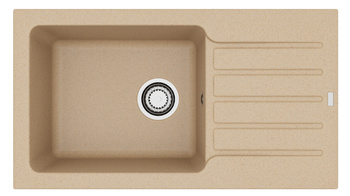 NIAGARA 90 kol. 55 BEige Granital 1K inset sink with manifold siphon 3 1/2"