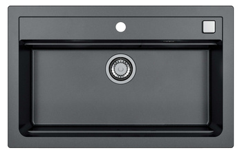 ATROX 40 kol. 91 BLACK Granital sink (790 x 500) 1 compartment. with POP-UP 3 1/2 siphon"