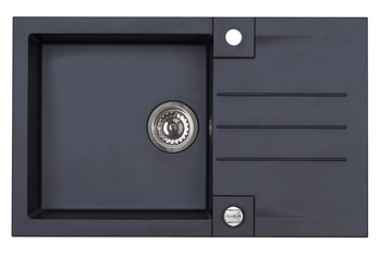 ROCK 130 kol. 91 black (78x48) Granital 1 compartment sink. with POP-UP siphon
