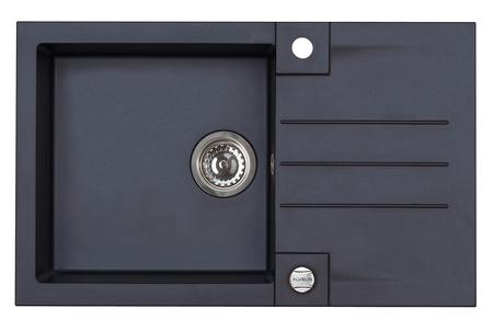 ROCK 130 kol. 91 black (78x48) Granital 1 compartment sink. with POP-UP siphon