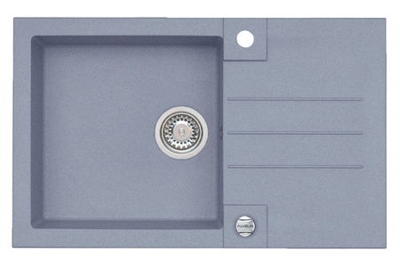 ROCK 130 kol. 04 steel (78x48) Granital 1 compartment sink. with POP-UP siphon