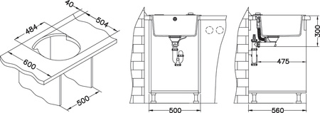 ROLL 10 colors. 91 black (Ø51) Granital 1kom sink. with POP-UP siphon