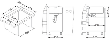 Monarch QUADRIX 30 MIEDŹ zlewozmywak stalowy 450x450mm