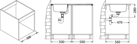 CLASSIC Pro 70 SAT 100x60 1K overlay sink with drainer + stopper drain with siphon