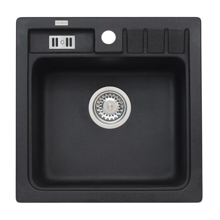 NIAGARA 20 kol. 91 czarny (46,5x46,5) Granital zlew 1kom. z syfonem manualnym