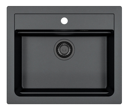ATROX 30 BLACK EDITION kol. 91 BLACK Granital 1 compartment sink. with manual siphon 3 1/2" - SIPHON BLACK