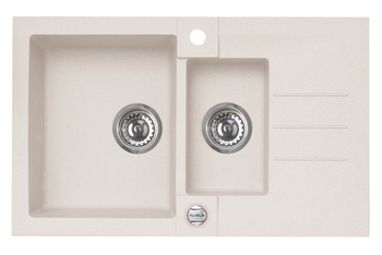 ROCK 70 kol. 11 white (78x48) Granital 1.5kom sink. with POP-UP siphon