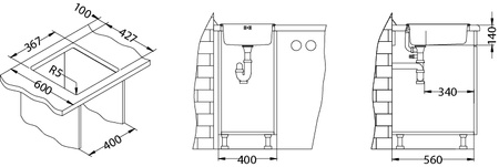 BASIC 10 LEN 38x44 1K fi. 114 drop-in sink, large screen