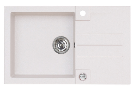 ROCK 130 kol. 11 white (78x48) Granital 1 compartment sink. with POP-UP siphon