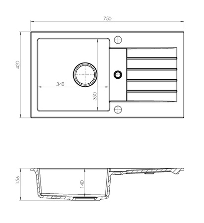 AMARO 130 Zlewozmywak granital kolor beż 55, z syfonem POP-UP