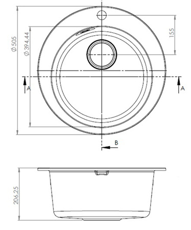 BOOGIE 10 kol. 81 beton (Ø 51) zlew Granital z syfonem manualnym