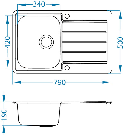 LINE MAXIM 80 SAT 790x500 1K POP-UP zlew wpuszczany z syfonem pop up