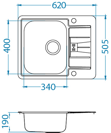 LINE MAXIM 60 FS SAT 620x505 1 k. zlew wpuszczany z syfonem pop up