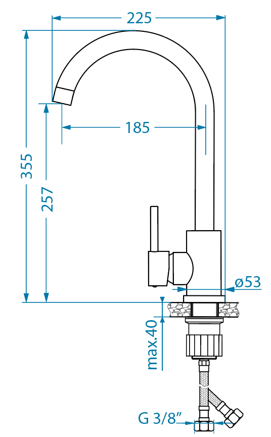 Slavina JANA FLEX crno-satenska