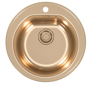 Monarch FORM 30 BRĄZ fi51X18,5 1K zlew wpuszczany z odpływem zatyczkowym fi 114 z syfonem