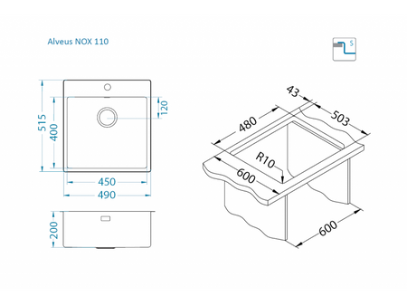 Nox 110 FS Satyna komory wpuszczane