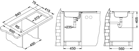 BASIC 80 LEN 86x43.5 1K zlew wpuszczany + odpływ zatyczkowy z syfonem