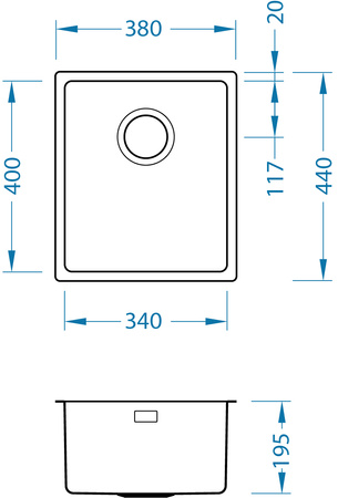 Monarch KOMBINO 20 MIEDŹ zlewozmywak stalowy 380x440mm