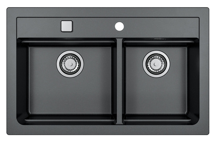 ATROX 50 kol. 91 CZARNY  zlew Granital 2 kom. z syfonem POP-UP 3 1/2"