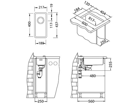 Monarch KOMBINO 10 ZŁOTO zlewozmywak stalowy 217x437mm