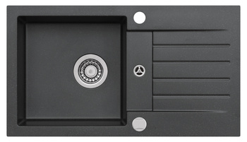 AMARO 130 Zlewozmywak granital kolor czarny 91, z syfonem POP-UP,