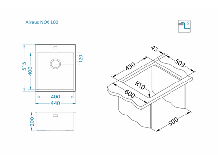 Nox 100 FS Satyna komory wpuszczane