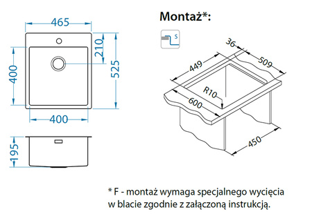 PURE 20 SAT QC 460 x 520 mm + syfon Quick Close