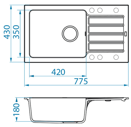 NIAGARA 90 kol. 55 BEŻ Granital 1K zlew wpuszczany z syfonem manulanym 3 1/2"