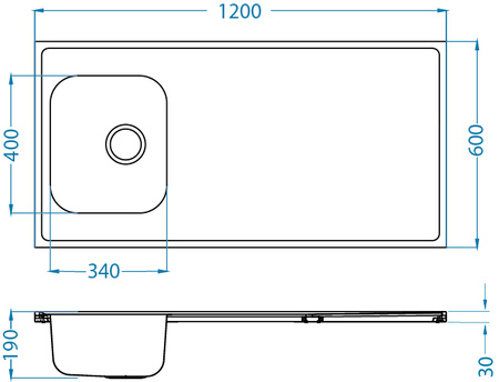 CLASSIC Pro 90 SAT 120x60 1K overlay sink with drainer + siphon 