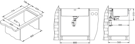 Monarch QUADRIX 60 BRONZE steel sink 790x450mm