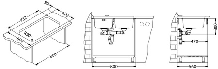 DUO 30 SAT 75X44 2K komory podwieszane, odpływ POP-UP z syfonem