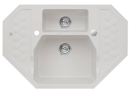 SENSUAL 60 kol. 11 biały (90x61) zlewl Granital+ narożny 1,5kom. z syfonem POP-UP