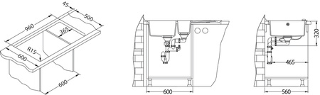 SENSUAL 70 colors. 05 twilight (98x52) sink Granital+ 1.5kom. with POP-UP siphon