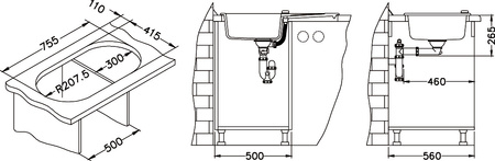 NIAGARA 40 kol. 91 black (78x43.5) Granital 1kom sink. with POP-UP siphon