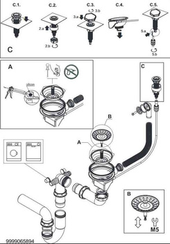 SYFON fi 114 pojedynczy z przelewem POP-UP odpływ sześcioboczny Sensual