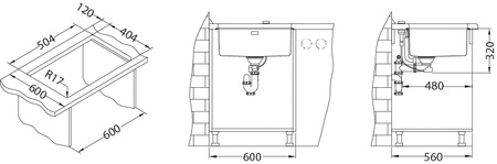 Monarch KOMBINO 50 U ANTRACITE steel sink 500x400mm