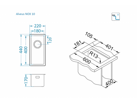 Nox 10 FS/U Satin underslung chambers