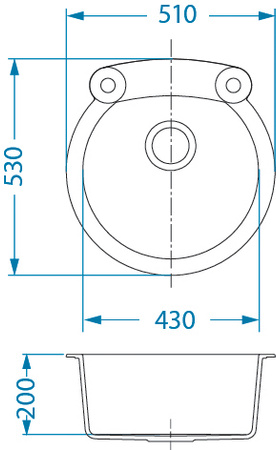 ROLL 10 colors. 91 black (Ø51) Granital 1kom sink. with POP-UP siphon