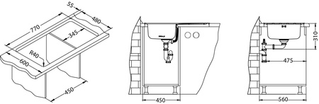 ZOOM MAXIM 20 SAT 79x50 1K zlew wpuszczany z syfonem