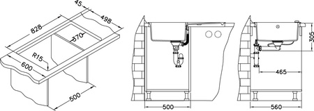 SENSUAL 30 colors. 04 steel (85x52) Granital+ 1kom sink. with POP-UP siphon