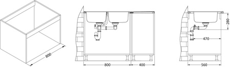 CLASSIC Pro 90 SAT 120x60 1K overlay sink with drainer + siphon 